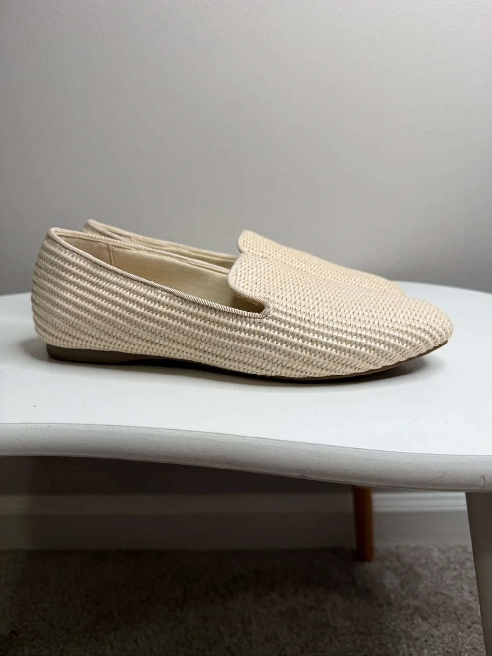 Birdies Cream Woven Slip-On Loafers
